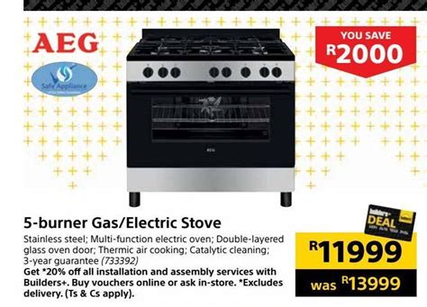 builders warehouse gas and electric stoves